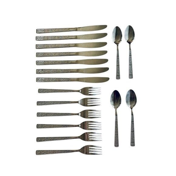 Vintage MCM Flatware Lot Imperial Stainless Serta Pattern 17 Pieces - Picture 1 of 7